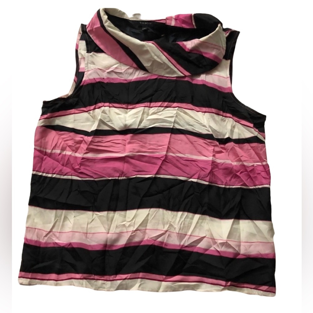 Women Talbots Size 14 Pink And Black Color Sleeveless Top - 0699